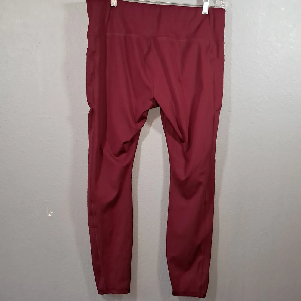 AVIA XXL Burgundy Athletic Leggings | Waist 34" | Double‎ Pockets | Compression - Picture 2 of 9